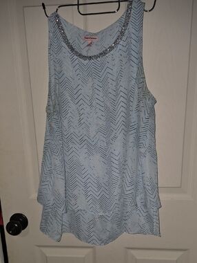 ❤️5 For $25 JUICY COUTURE Light Blue Beaded Neckline Sleeveless Top